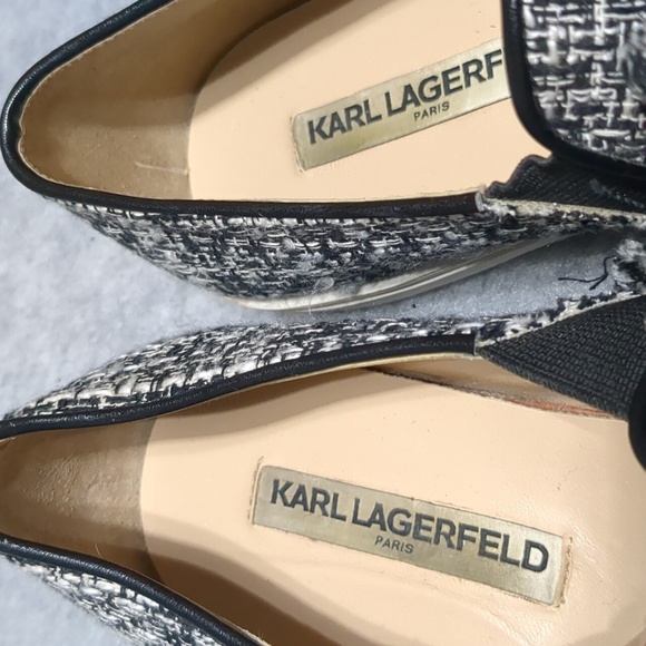 Karl Lagerfeld Paris Esme Boucle Slip On Tweed Bow Sneaker Size 9 - Picture 10 of 11